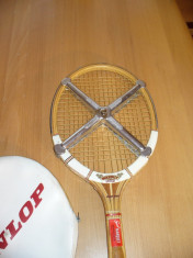 Racheta tenis DUNLOP MAXPLY, paleta veche lemn ,intinzator metalic marca Zephyr foto