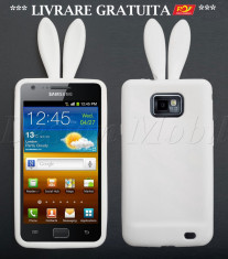 HUSA SAMSUNG GALAXY S2 SII I9100 PLUS I9105 SILICON GEL ALB RABBIT IEPURE BUNNY RABITO CU URECHI *** LIVRARE GRATUITA *** foto