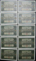 SV * Germania 10 MARK 1920 * PRET per BANCNOTA * Serii Consecutive * UNC