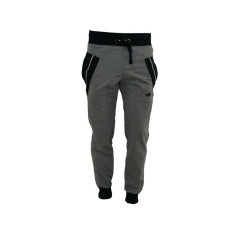 Pantaloni de trening Adidas - Cu semitur - Gri cu Negru - L - Model conic de bumbac foto
