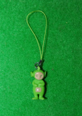 Figurina, jucarie, breloc (decor telefon), Teletubbies, Dipsy, verde, 4cm, cauciuc tare, colectie, deco foto