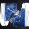 SNEAKERS BASCHETI ALBASTRI DAMA PLATFORMA TALPA TRIPLA PAIETE ALBASTRE GHETE