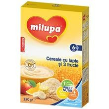 Milupa Cereale cu Lapte si 3 Fructe 6+Luni 250gr Cod: 4008976578659 foto