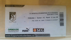 + Bilet de meci tribuna I - Sportul Studentesc - U Craiova din 02.04.2011 + foto