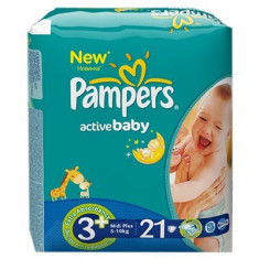 PAMPERS Active Baby 3+ Midi Plus Regular Care 21 buc foto