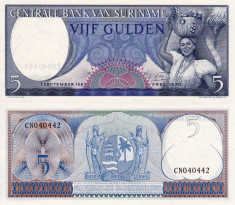 SURINAME 5 gulden 1963 UNC!!! foto