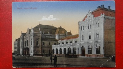 Vedere/Carte postala-Arad-Gara - vasuti allomas - colt usor indoit - necirculat foto