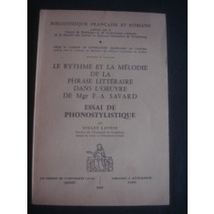 GILLES LAVOIE - LE RYTHME ET LA MELODIE DE LA PHRASE LITTERAIRE