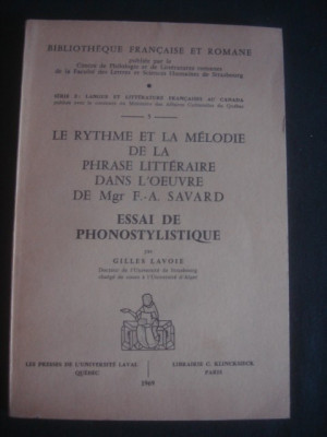 GILLES LAVOIE - LE RYTHME ET LA MELODIE DE LA PHRASE LITTERAIRE foto