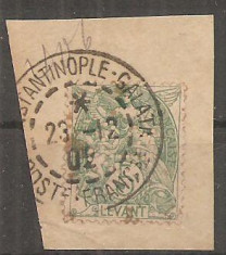 TIMBRE a2-2, FRANTA, LEVANT, 1902-1920, TYPE BLANC, PERFORAT, FRAGMENT DE PLIC foto