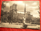Ilustrata Paris Notre Dame cu stamp. Expozitia Internationala Paris 1937, Circulata