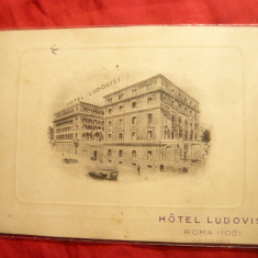 Ilustrata - Recomandare - Hotel Ludovisi - Roma - gravura inc, sec. XX
