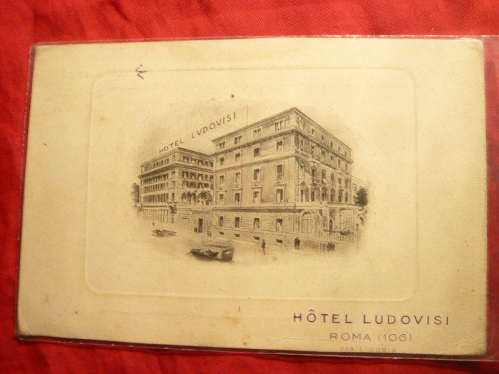 Ilustrata - Recomandare - Hotel Ludovisi - Roma - gravura inc, sec. XX