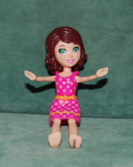 Jucarie figurina fetita satena cu rochita roz, maini, picioare, cap mobile, foarte fin realizata, plastic si cauciuc; colectie, decor, 9 cm foto