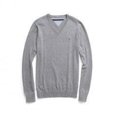 Pulover vneck Tommy Hilfiger, masura M, Grey Heather foto