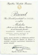 BREVET -1974 - Medalia 30 de ani de la eliberarea Romaniei de sub dominatia fascista (1) foto