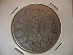 2 KRONER 1878 - NORVEGIA, ARGINT foto