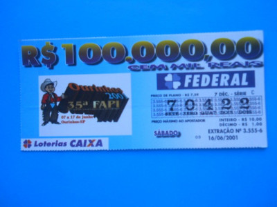 HOPCT BRAZILIA BILET LOTO / LOTERIE foto