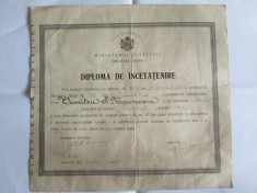 RARA! DIPLOMA DE INCETATENIRE DIN 1935 foto