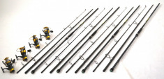 KIT DE 4 LANSETE LEADER CARP 3,9m CU 4 MULINETE CU 7 RULMENTI SI BIT RUNNER SI ROD POD ECHIPAT TOTAL foto