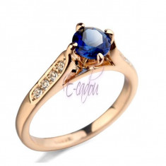 Inel cu cristale Regal blue placat cu aur 18k si garantie 6 luni - diametru 16cm foto
