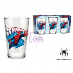 Set 3 pahare cu Disney Spiderman din sticla capacitate 237 ml foto