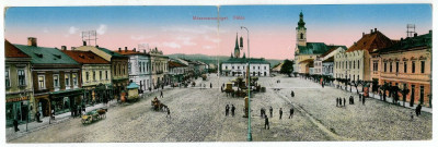 1490 - SIGHET, Maramures, Market - Double old postcard - used - 1915 foto