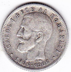 4) Carol I. 1 LEU 1906 argint moneda jubiliara foto