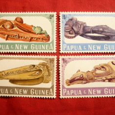 Serie- Arta in lemn - Fauna - 1965 Papua Noua Guinee , 4 val.