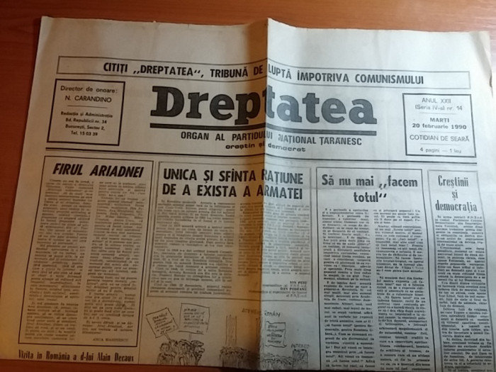 ziarul dreptatea 20 martie 1990