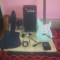 Set complect : chitara Fender ( originala ) , statie , procesor , microfon