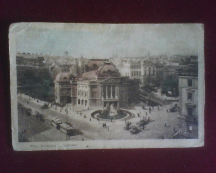 Carte postala circulata, tip. Austria, interb. ,reprez. Teatrul Popor. din Viena