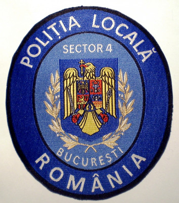 5.481 ROMANIA ECUSON EMBLEMA PATCH POLITIA LOCALA BUCURESTI SECTOR 4 108/94mm foto