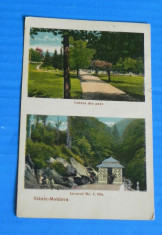 carte postala veche baile SLANIC MOLDOVA VEDERE DIN PARC. IZVORUL NR 1 BIS. 1935. CIRCULATA. judetul bacau (v031 foto