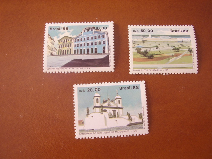 Brazilia 1988 Expoz.filatelica LUBRAPEX&#039;88 arhitectura MI 2252-2254 MNH