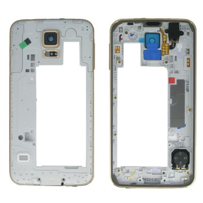 Carcasa mijloc Samsung Galaxy S5 G900 argntie original cu butoane foto