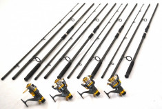 KIT 4 LANSETE CARP 3,6m CU 4 MULINETE KT, 9 RULM SI BITRUNNER SI ROD POD FULL foto