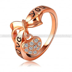 INEL “LOVE YOU” CU ELEMENTE SWAROVSKI, PLACAT CU AUR 18K – model 1055