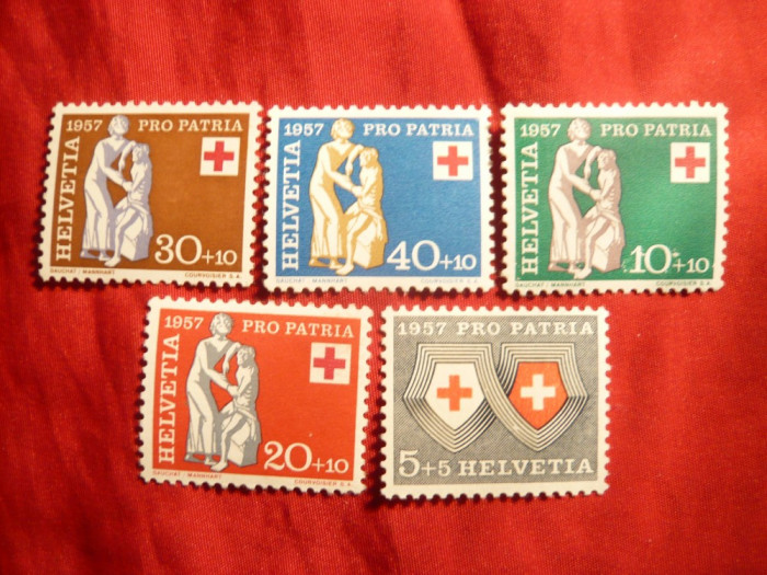 Serie- Crucea Rosie 1957 Elvetia , 5 val.