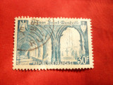 Serie-Biserica S. Mandrille 1951 Franta, albastru deschis, 1 val. stampilat