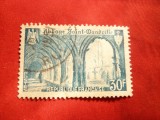 Serie-Biserica S. Mandrille 1951 Franta, albastru deschis, 1 val. stampilat