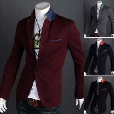 Sacou CASUAL BARBATI SLIMFIT PENTRU EVENIMENTE CAMBRAT CU BUZUNAR | BLEUMARIN, ROSU, NEGRU | PESTE 2800 CALIFICATIVE POZTIVE | VANZATOR GOLD foto