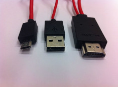 Cablu micro usb hdmi Samsung Cablu telefon tv out cablu mhl micro usb hdmi hdtv mhl Samsung Galaxy S3 SIII i9300 MHL Micro USB. LIVRARE IMEDIATA! foto