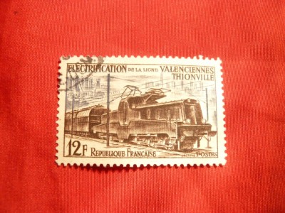 Serie- Electrificare cale Ferata Valenciennes 1955 Franta , 1 val. stampilat foto