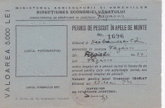 PERMIS DE PESCUIT , 1946 + PERMIS DE A PURTA ARMA DE VANATOARE,1942 (vanatoare,vanatori,VANAT) foto