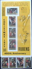 GIBRALTAR 1977 - PICTURA RUBENS, 4 VALORI SI 1 S/S NEOBLITERATE - GB 004 foto