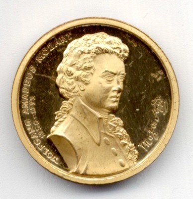 MEDALIA OMAGIALA 250 ANI DE LA NASTEREA LUI WOLFGANG AMADEUS MOZART 1756 - 2006 MUZICA COMPOZITORI ARTA foto
