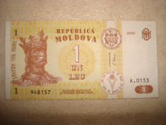 Bancnota de 1 leu din M0ldova 2006,unc foto