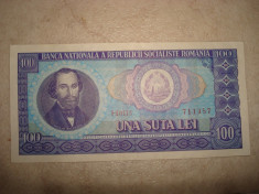 BANCNOTA DE 100 LEI 1966 foto