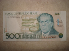 BANCNOTA BRAZILIA 500 CRUSADOS UNC foto